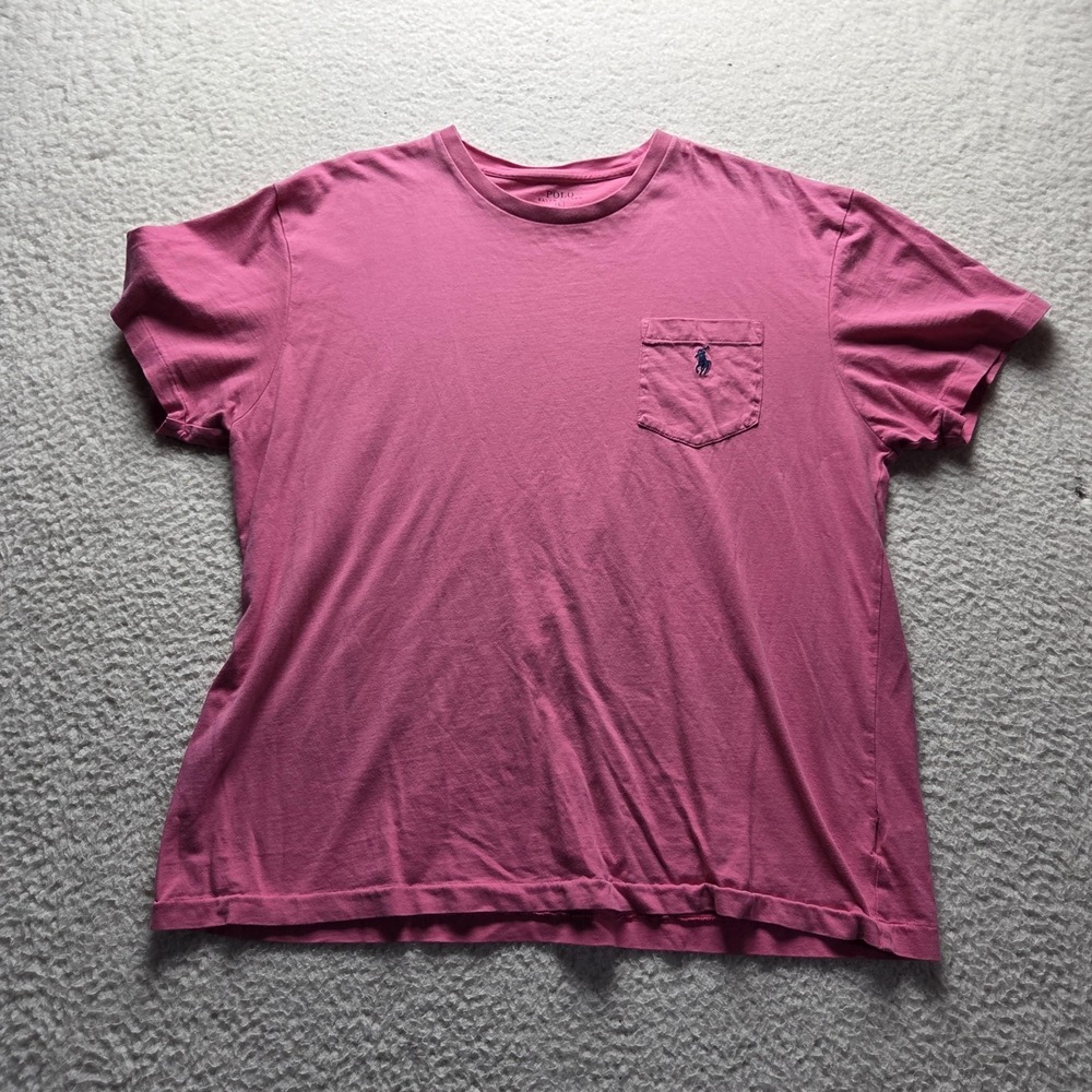 Polo Ralph Lauren Shirt Mens L Pink Pocket Pony Logo Tagless Cotton Jersey Tee
